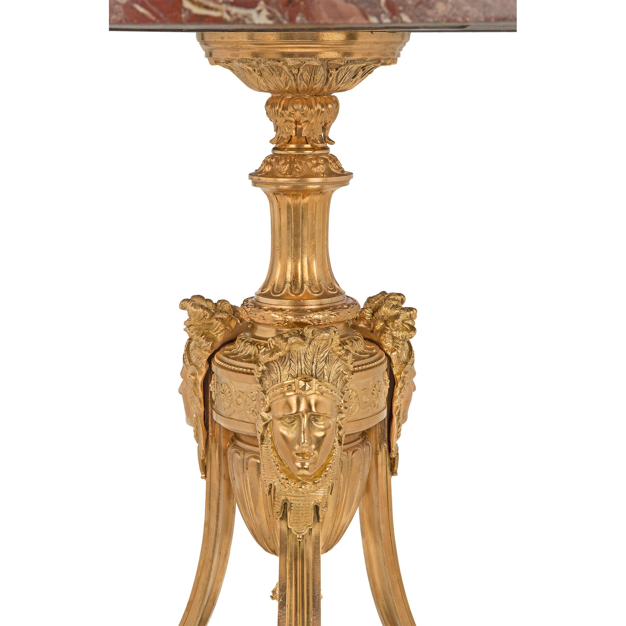 French 19th Century Neo-Classical St. Marble And Ormolu Side Table In Good Condition For Sale In West Palm Beach, FL