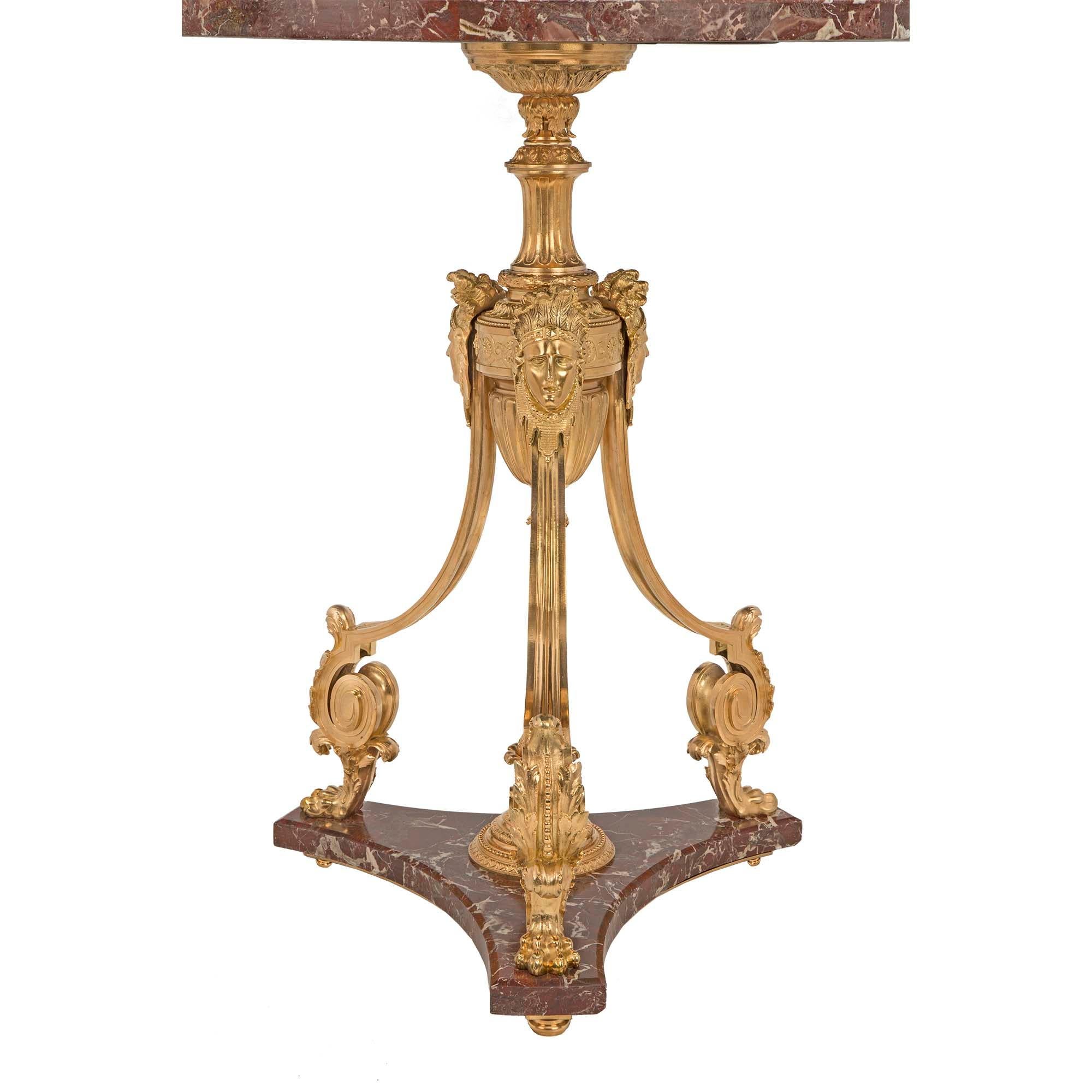 French 19th Century Neo-Classical St. Marble And Ormolu Side Table For Sale 1