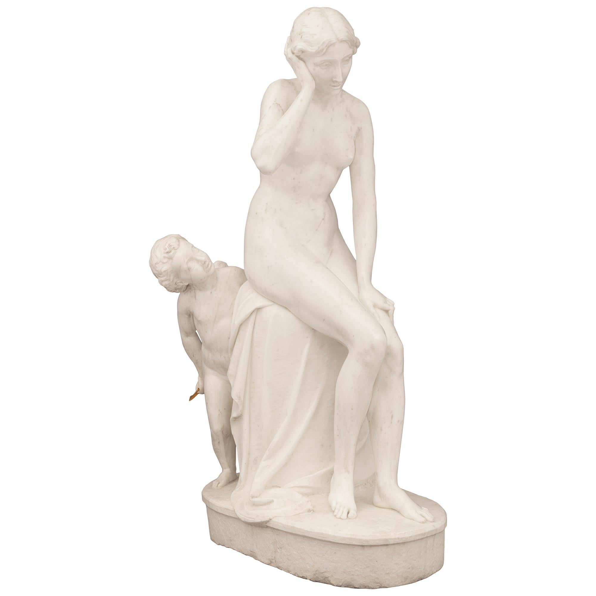 Neoclassical French 19th Century Neo-Classical St. Marble Statue For Sale