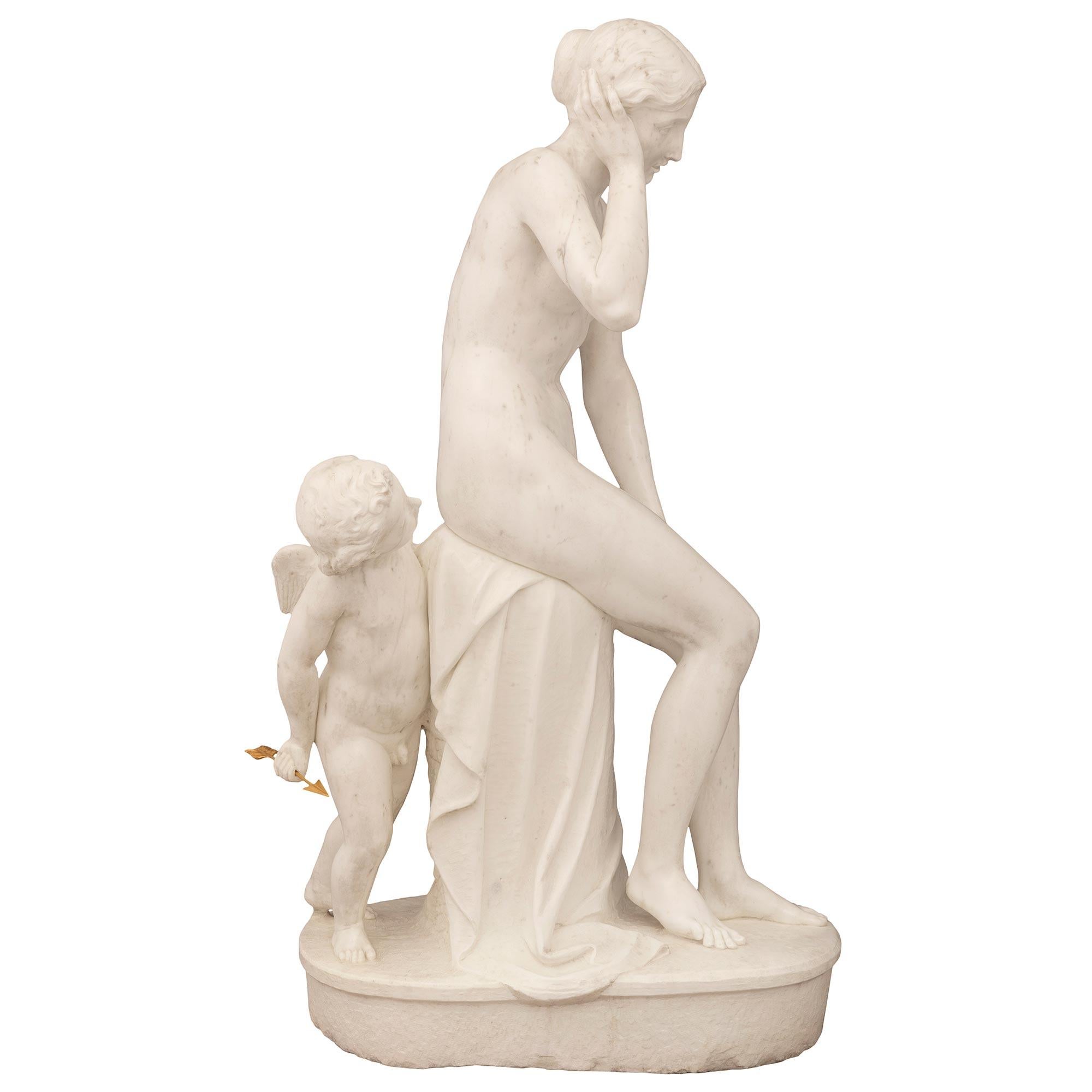 Francese Statua di marmo neo-classica francese del XIX secolo in vendita