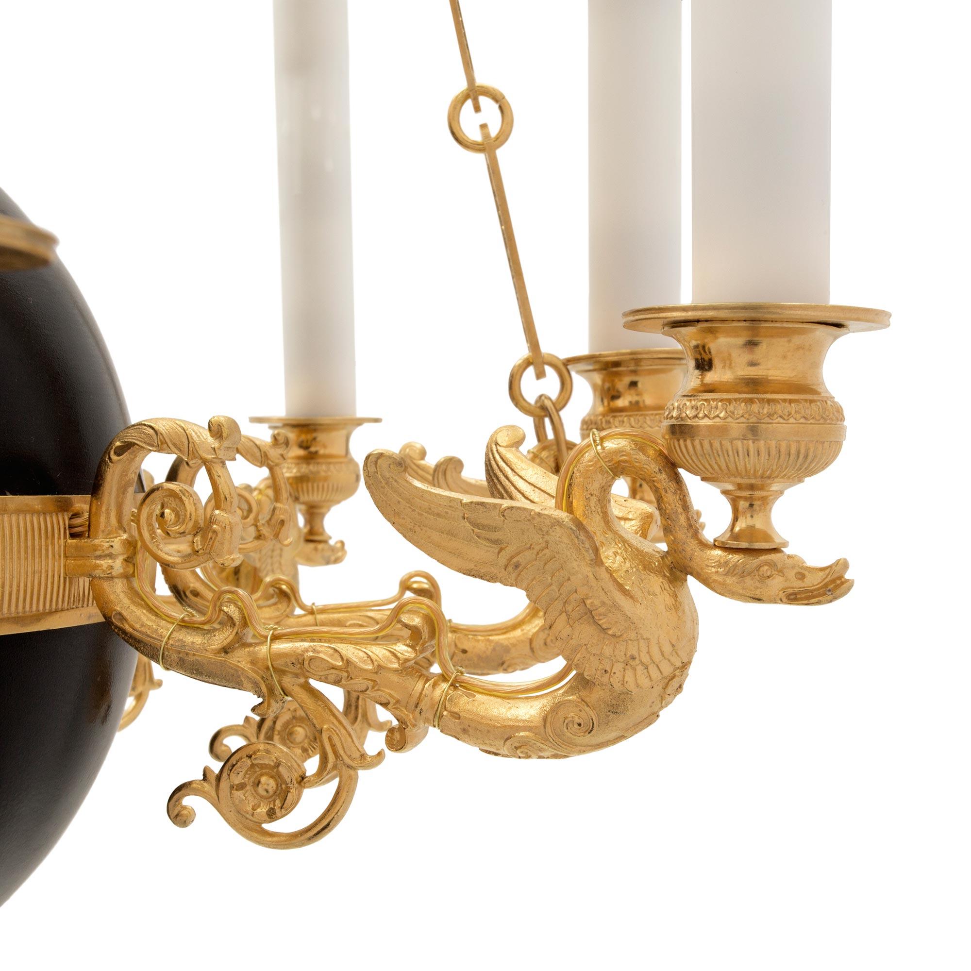 French 19th Century Neo-Classical St. Ormolu and Bronze Nine Arm Chandelier For Sale 3
