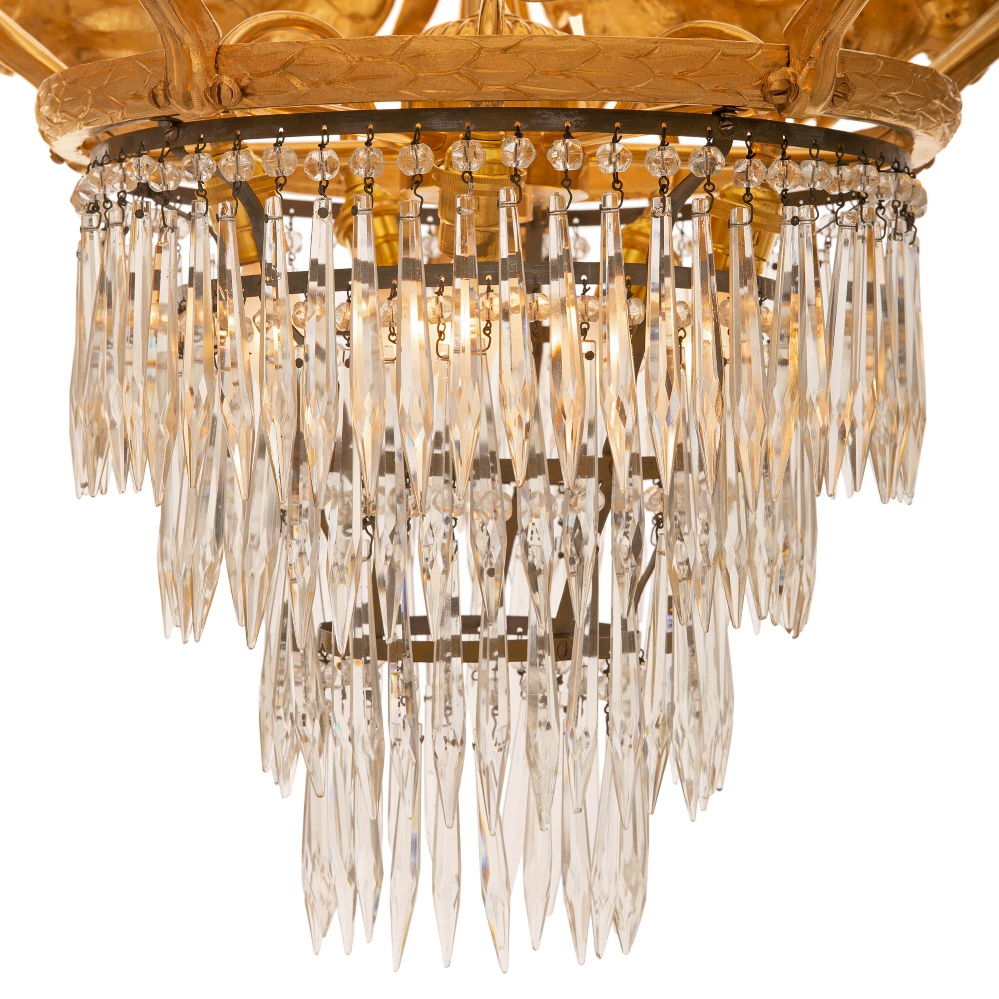 French 19th Century Neo-Classical St. Ormolu And Crystal Chandelier For Sale 3