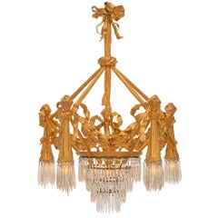 Antique French 19th Century Neo-Classical St. Ormolu And Crystal Chandelier