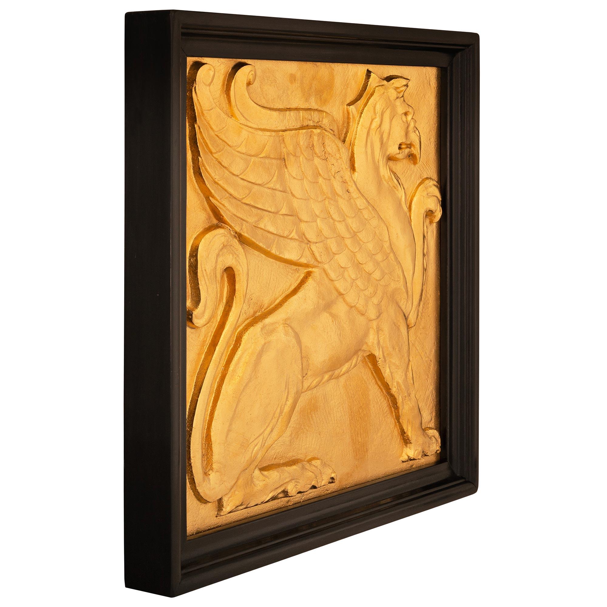 Neoclassical French 19th century Neo-Classical st. Ormolu and Ebony wall plaques For Sale