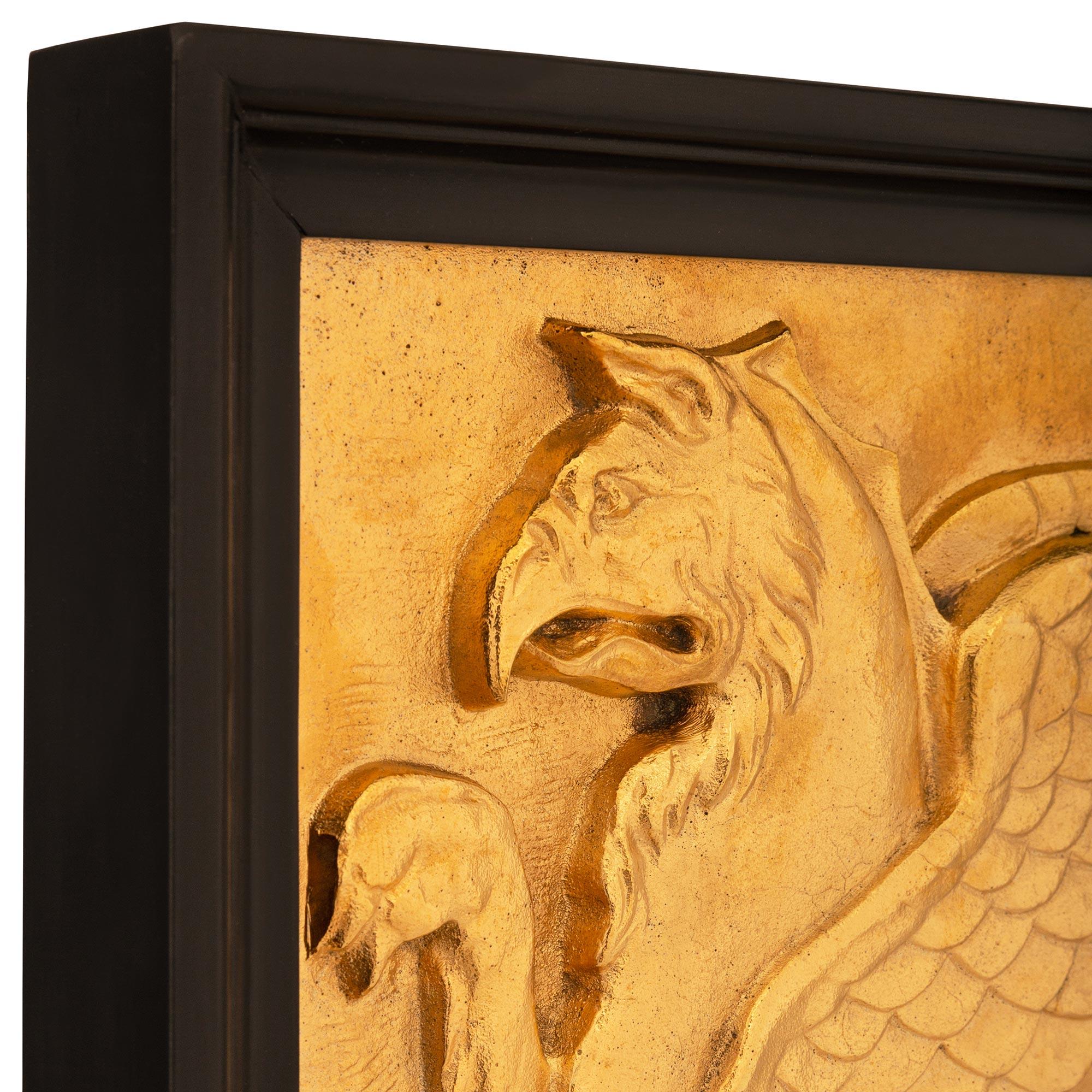 French 19th century Neo-Classical st. Ormolu and Ebony wall plaques In Good Condition For Sale In West Palm Beach, FL