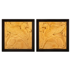 French 19th century Neo-Classical st. Ormolu and Ebony wall plaques