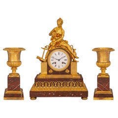 Französisch 19. Jahrhundert Neo-Klassische St. Ormolu und Marmor Garnitur Set
