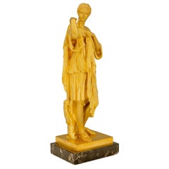 French 19th Century Neo-Classical St. Ormolu and Marble Statue of a Maiden