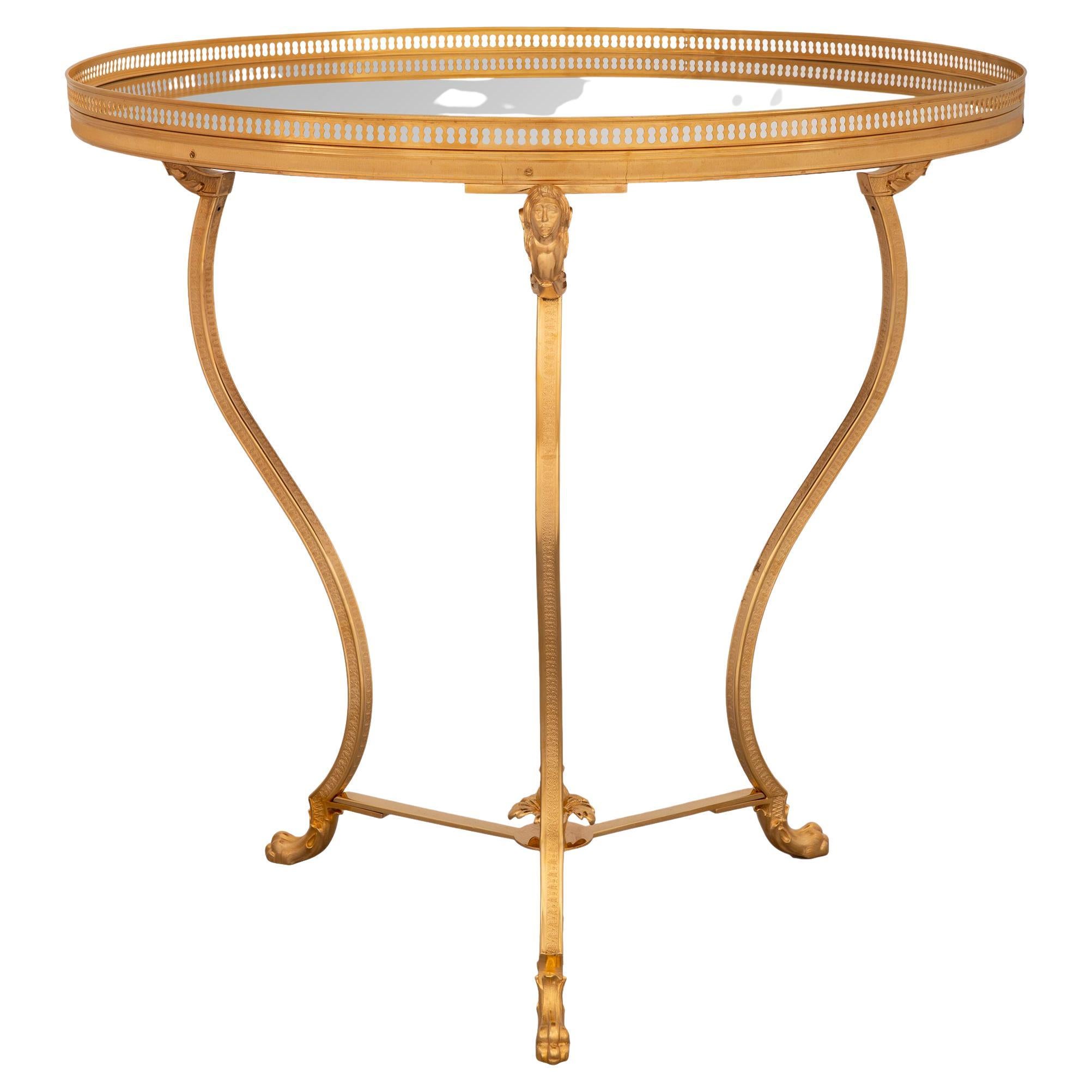 French 19th Century Neo-Classical St. Ormolu and Mirrored Gueridon Side Table