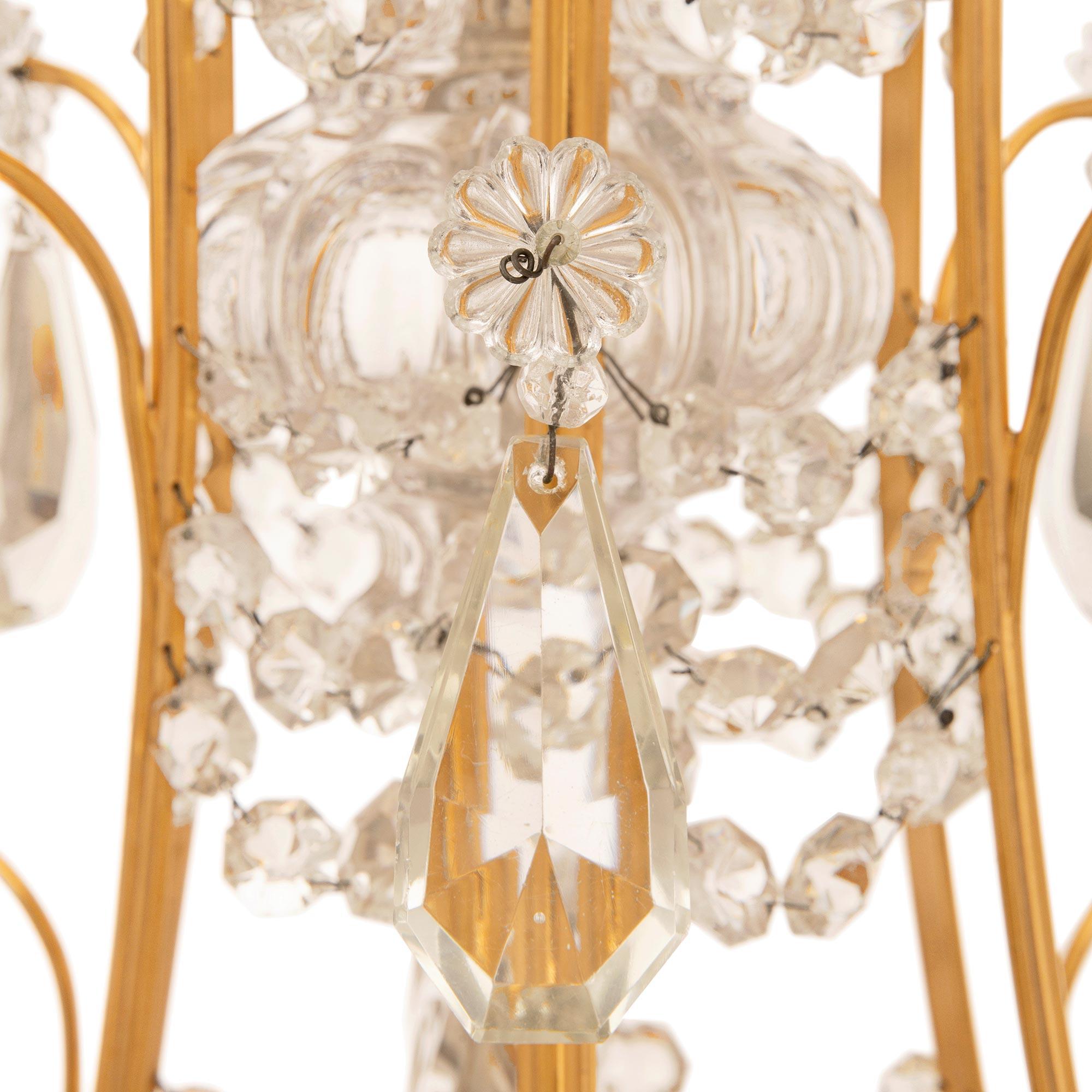 19th Century French 19th century Neo-Classical st. Ormolu, Crystal, and Glass chandelier For Sale