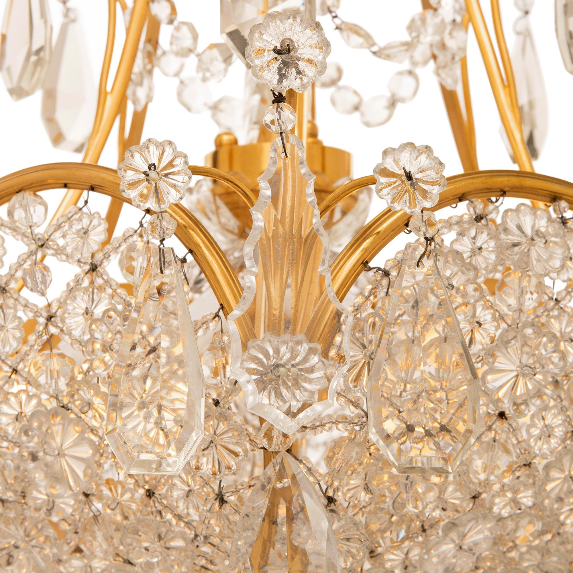 French 19th century Neo-Classical st. Ormolu, Crystal, and Glass chandelier For Sale 1