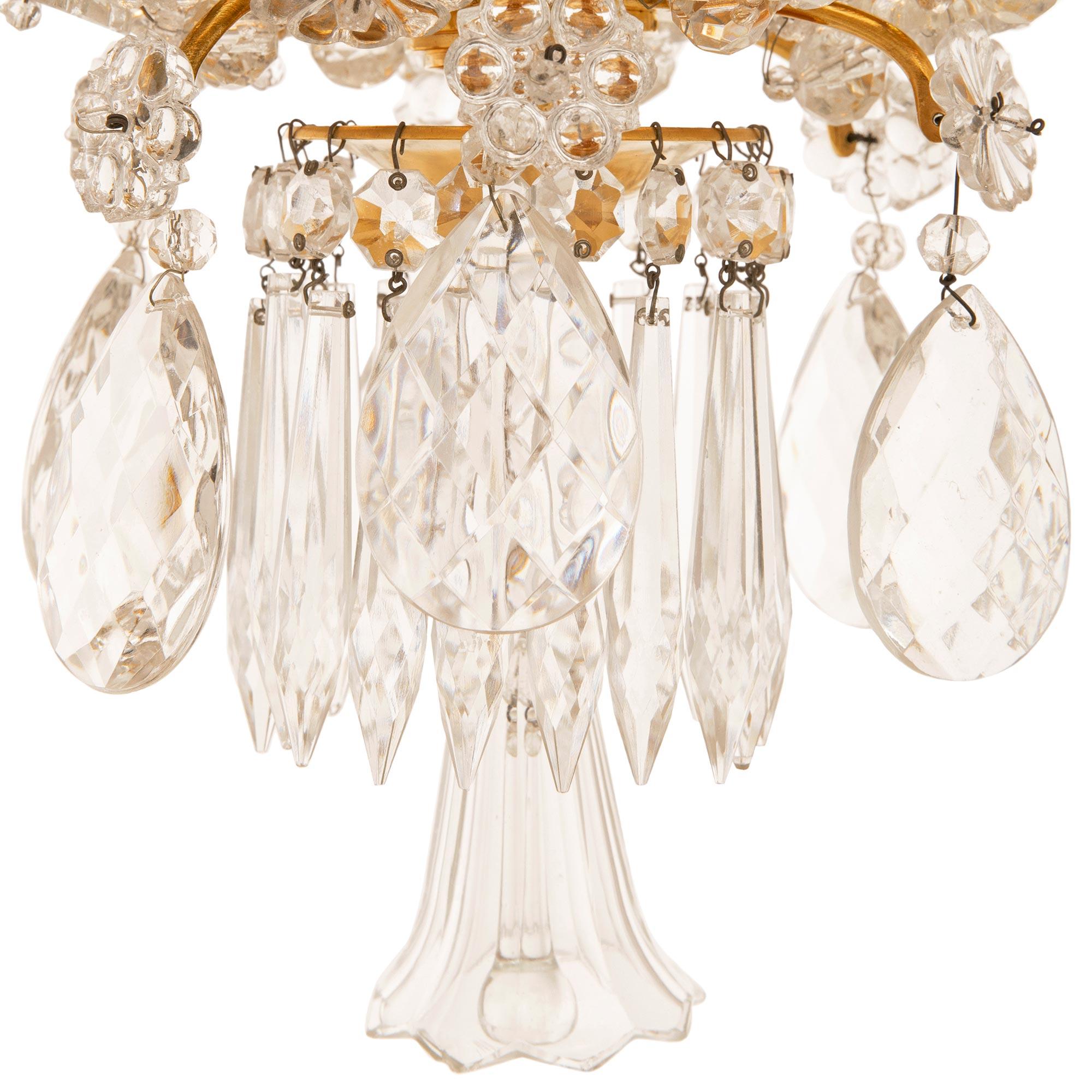French 19th century Neo-Classical st. Ormolu, Crystal, and Glass chandelier For Sale 2