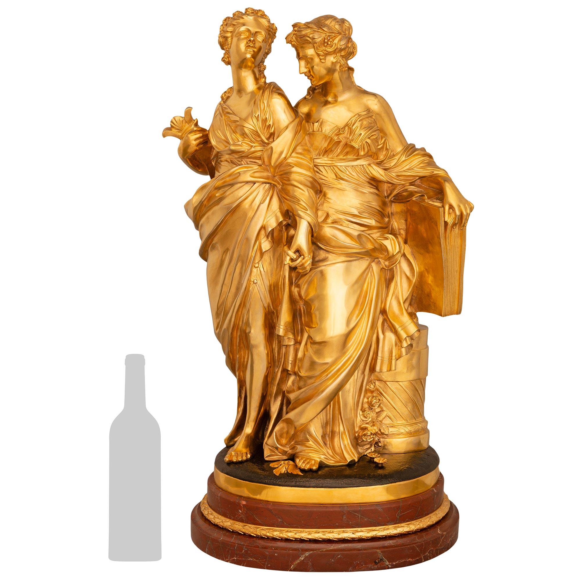 Neoclassico Statua neoclassica francese del XIX secolo. Statua in marmo Ormolu e bronzo patinato in vendita