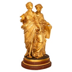 French 19th century Neo-Classical st. Ormolu, patinated Bronze marble statue