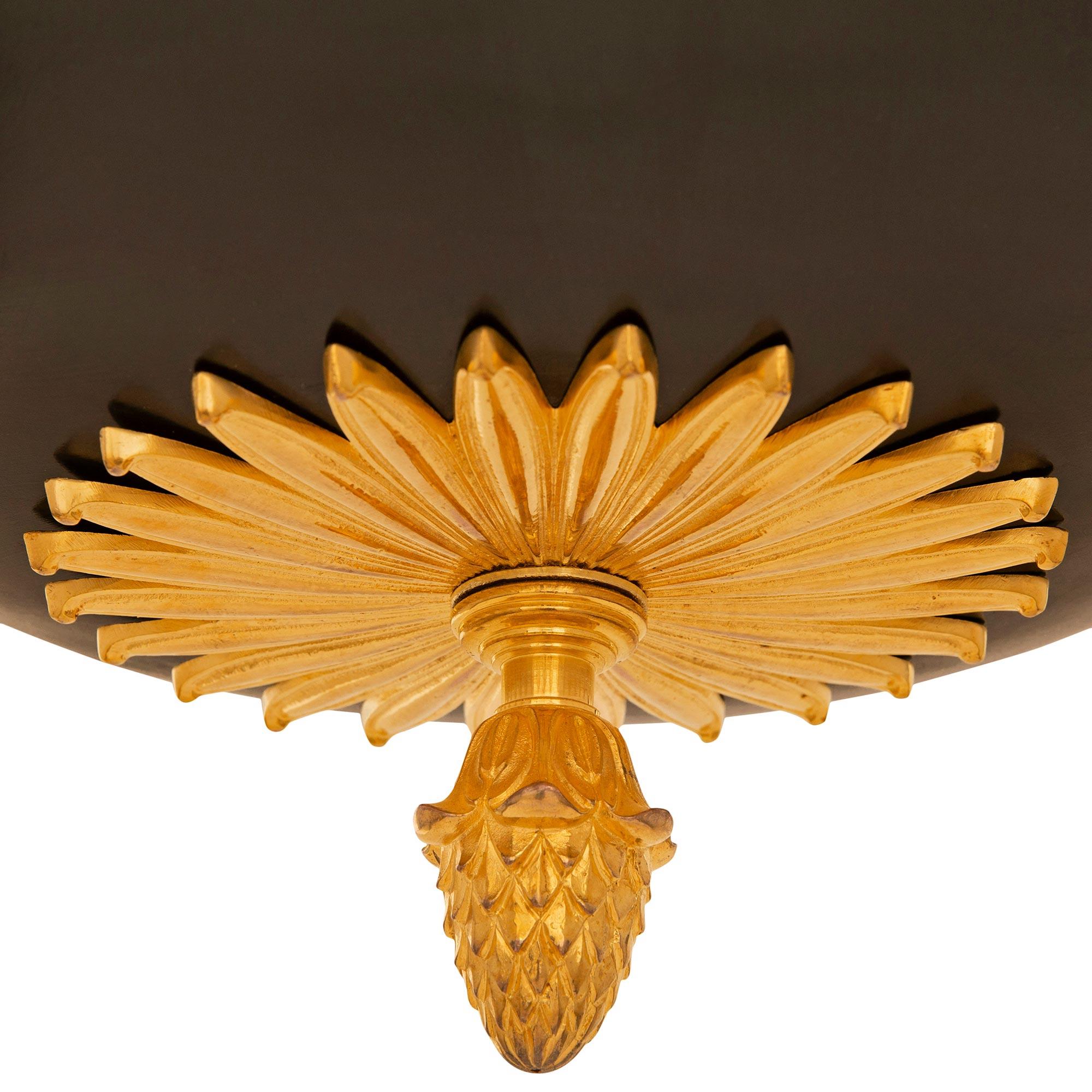 French 19th Century Neo-Classical St. Patinated Bronze and Ormolu Chandelier For Sale 4