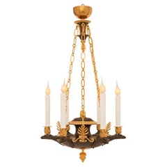 Antique French 19th Century Neo-Classical St. Patinated Bronze and Ormolu Chandelier