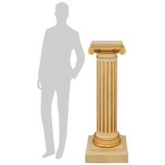 French 19th century Neo-Classical st. patinated Wood and Giltwood pedestal