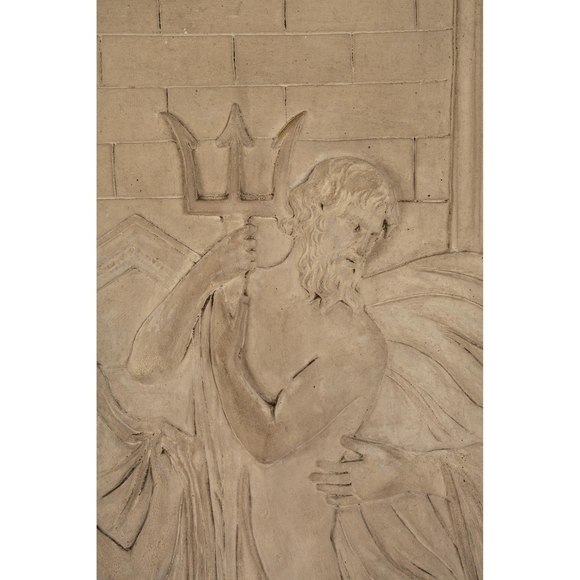 French 19th Century Neo-Classical St. Plaster Plaque In Good Condition For Sale In West Palm Beach, FL