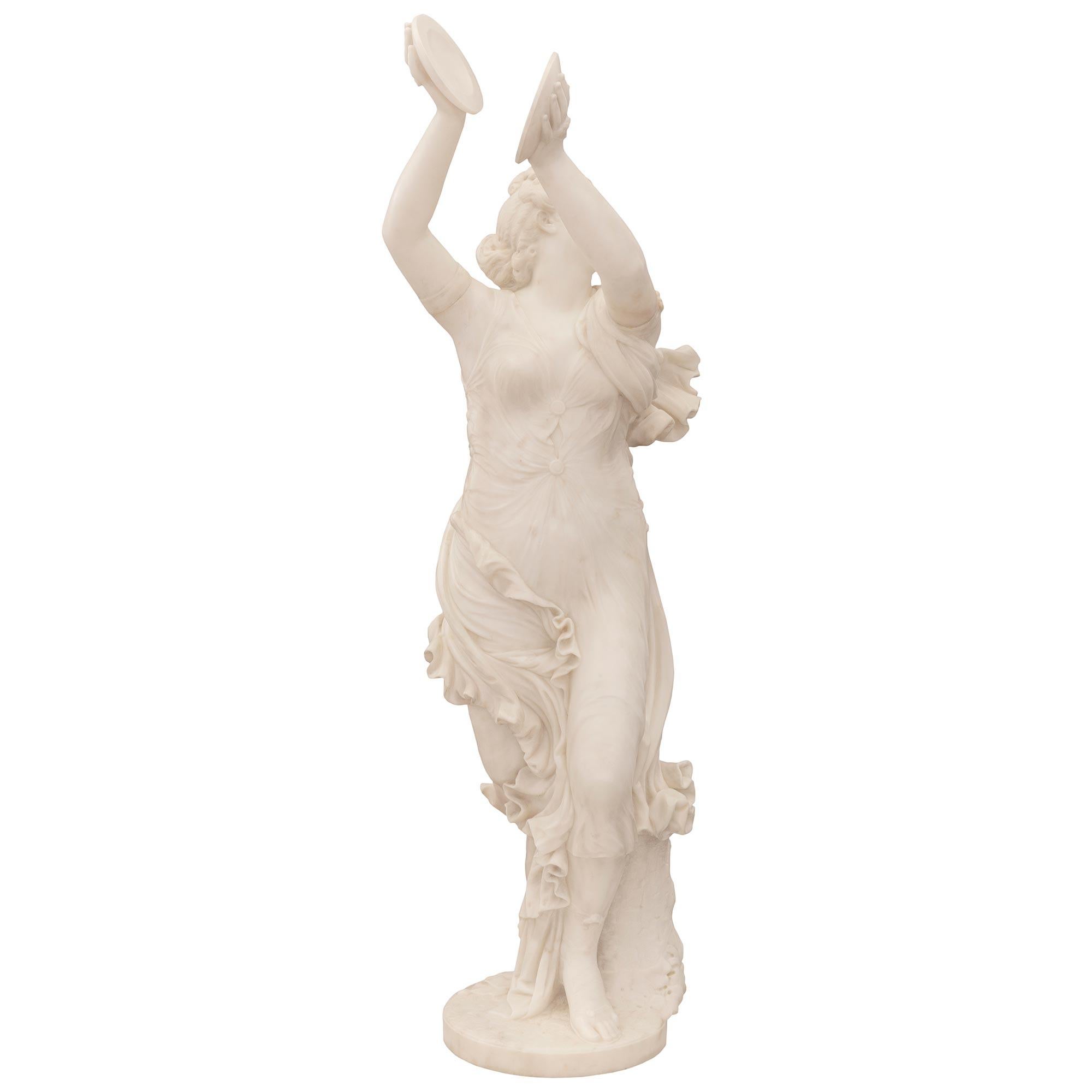 Neoclassical French 19th Century Neo-Classical St. White Carrara Marble Statue For Sale