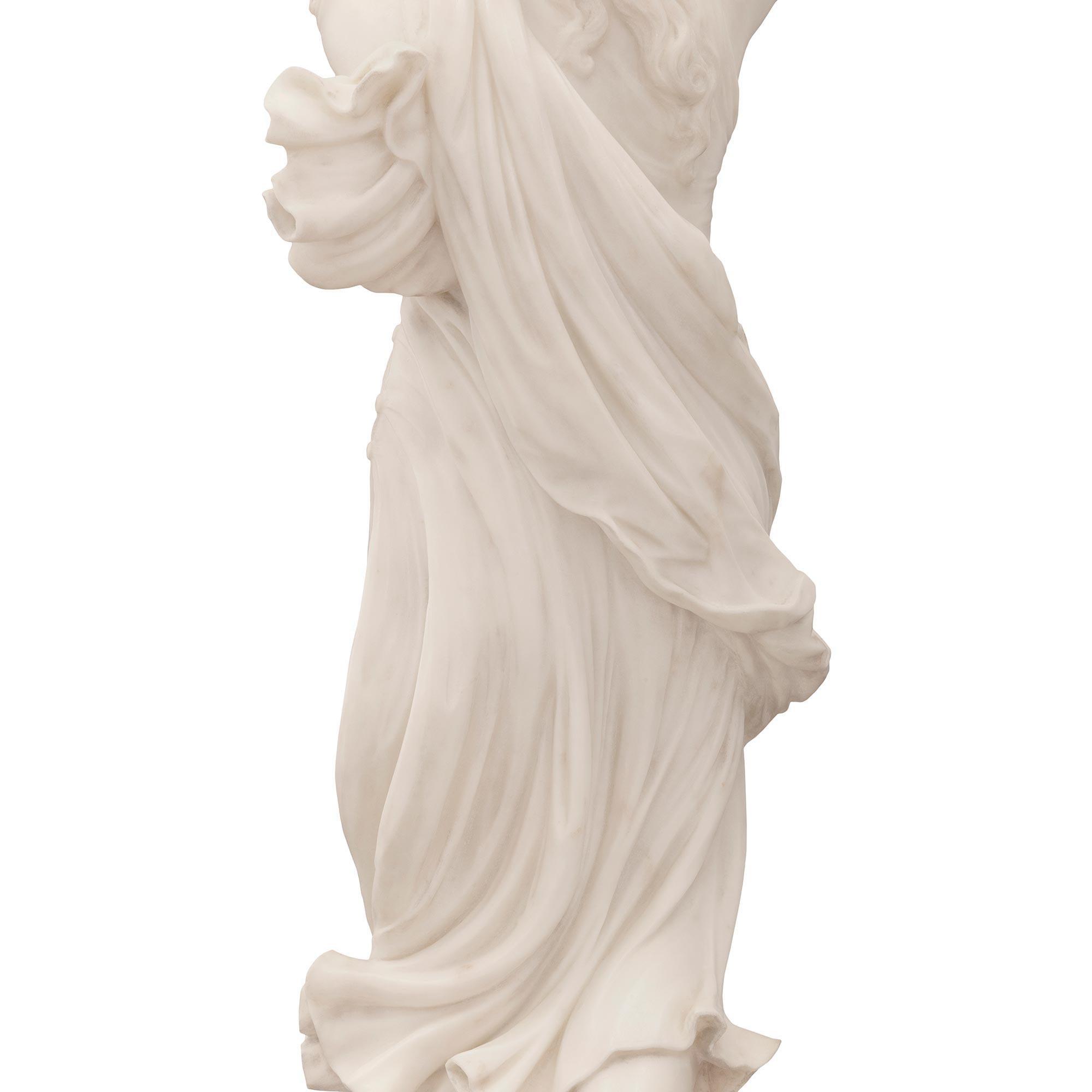 French 19th Century Neo-Classical St. White Carrara Marble Statue For Sale 4