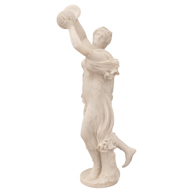 French 19th Century NeoClassical St. White Carrara Marble Statue For