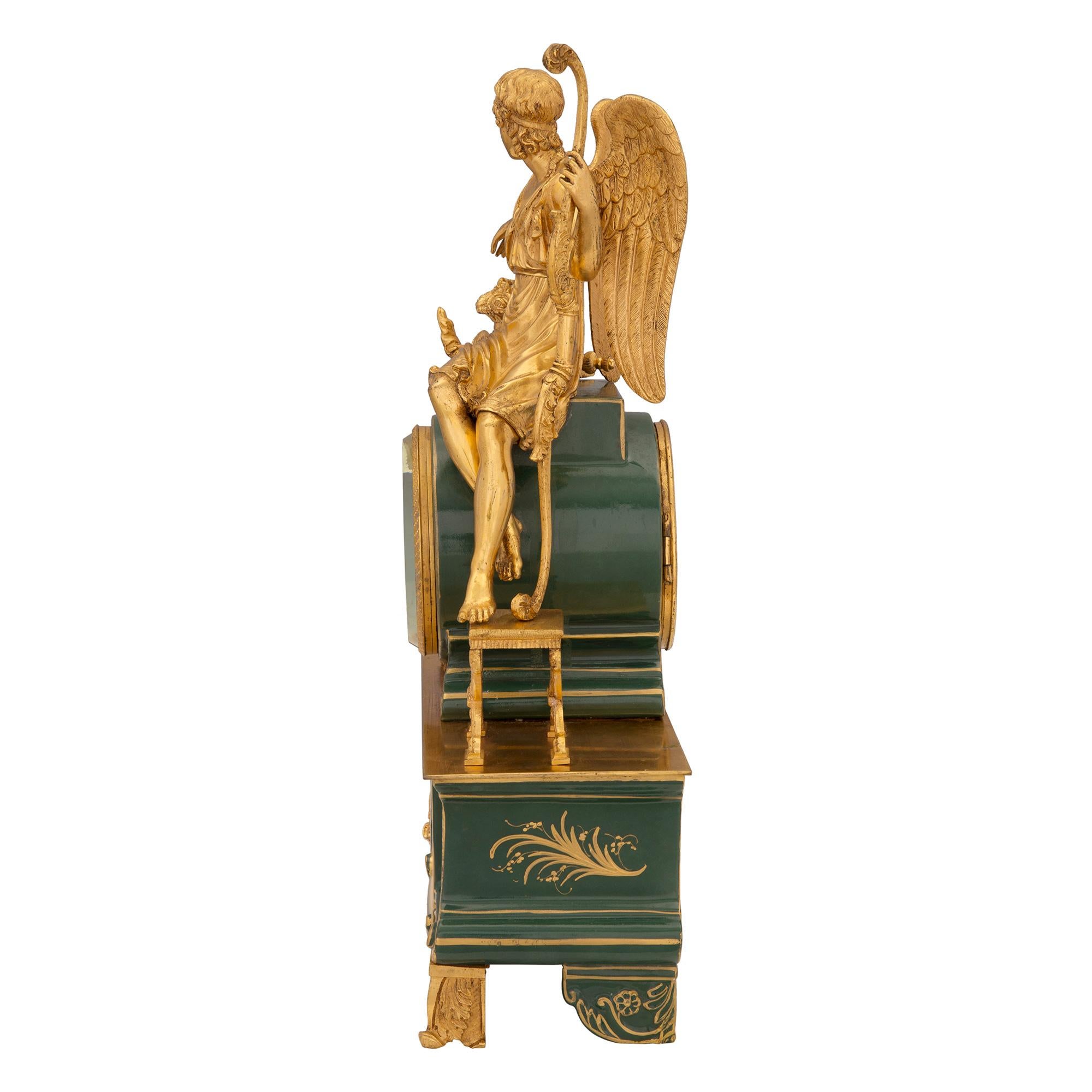 French 19th Century Neo-Classical Style Porcelain and Ormolu Clock In Good Condition For Sale In West Palm Beach, FL