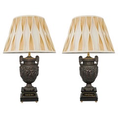  French 19th Century Neo-Greek St. Patinated Bronze and Gilt Lamps