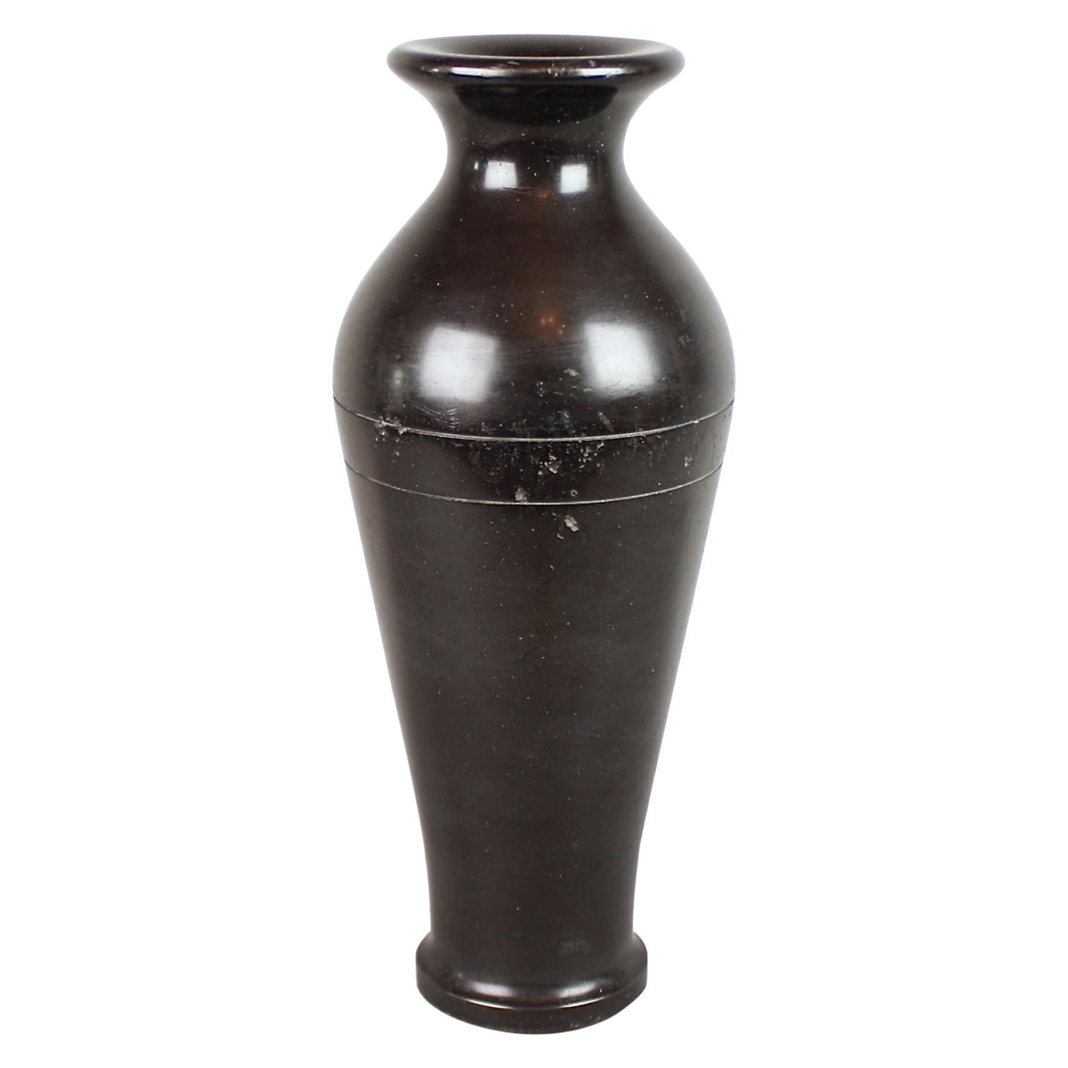 French 19th Century Neoclassical Black Marble Baluster Vase