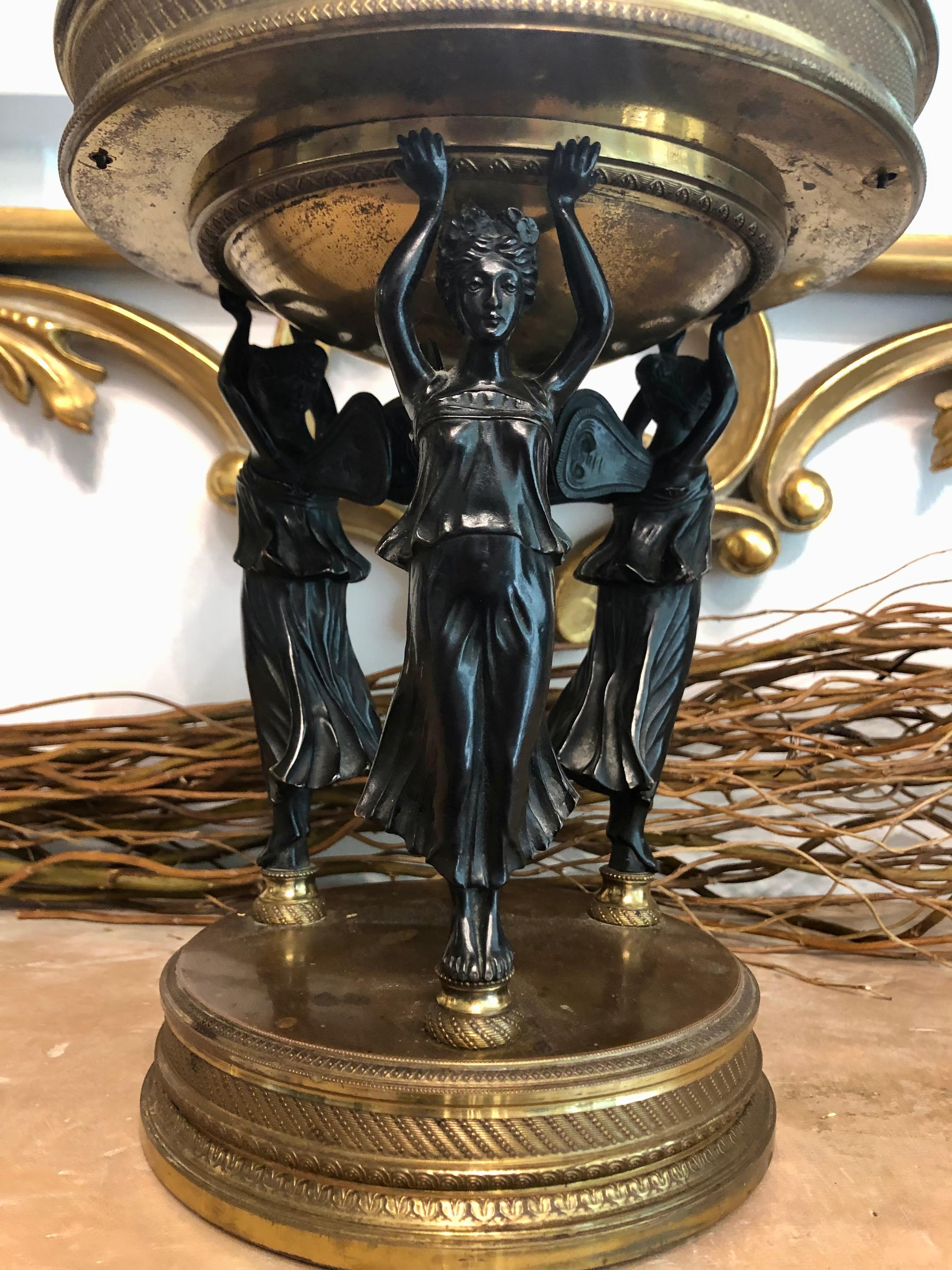 French 19th Century Neoclassical Bronze and Gilt Centrepiece For Sale 1