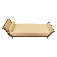 French 19th Century Neoclassical Mahogany Upholstered Récamier Lounge Chair