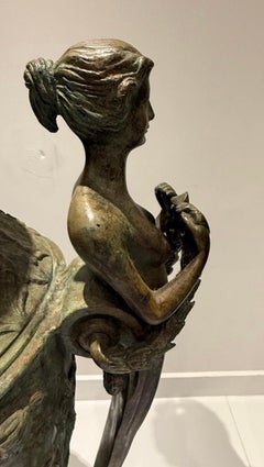 French 19th Century Neoclassical Pair of Solid Bronze Urns