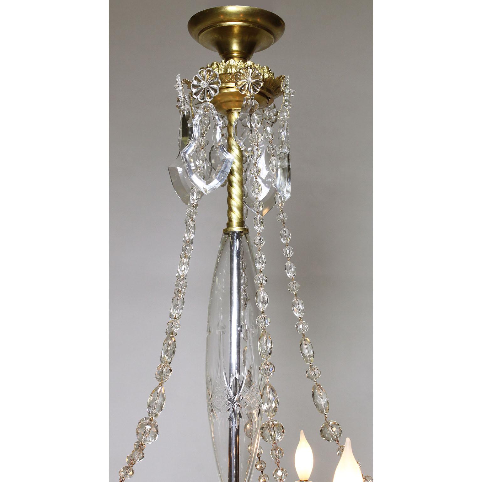 Cut Glass French 19th Century Neoclassical Revival Style Gilt-Metal & Cut-Glass Chandelier For Sale