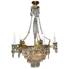 French 19th Century Neoclassical Revival Style Gilt-Metal & Cut-Glass Chandelier
