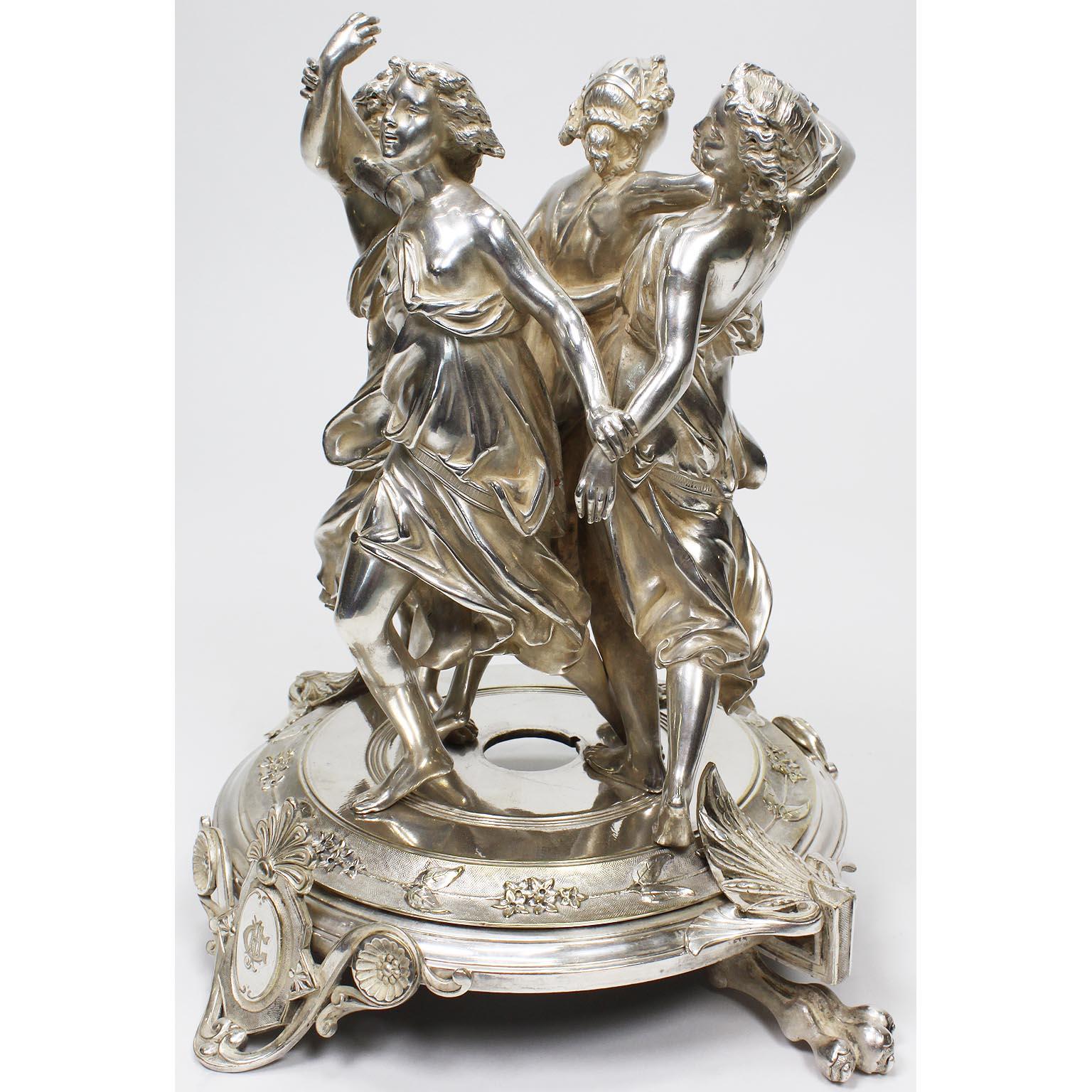 French 19th Century Neoclassical Silvered Muses Centerpiece in the Manner of Christofle For Sale