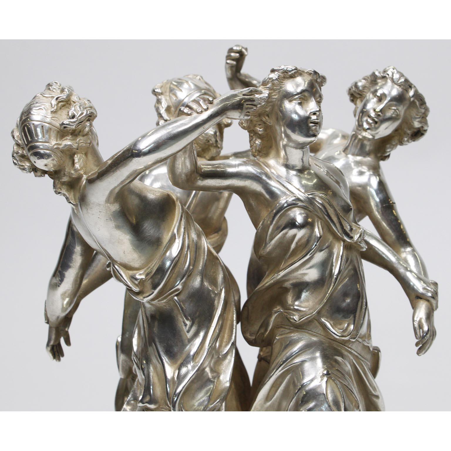 Early 20th Century 19th Century Neoclassical Silvered Muses Centerpiece in the Manner of Christofle For Sale