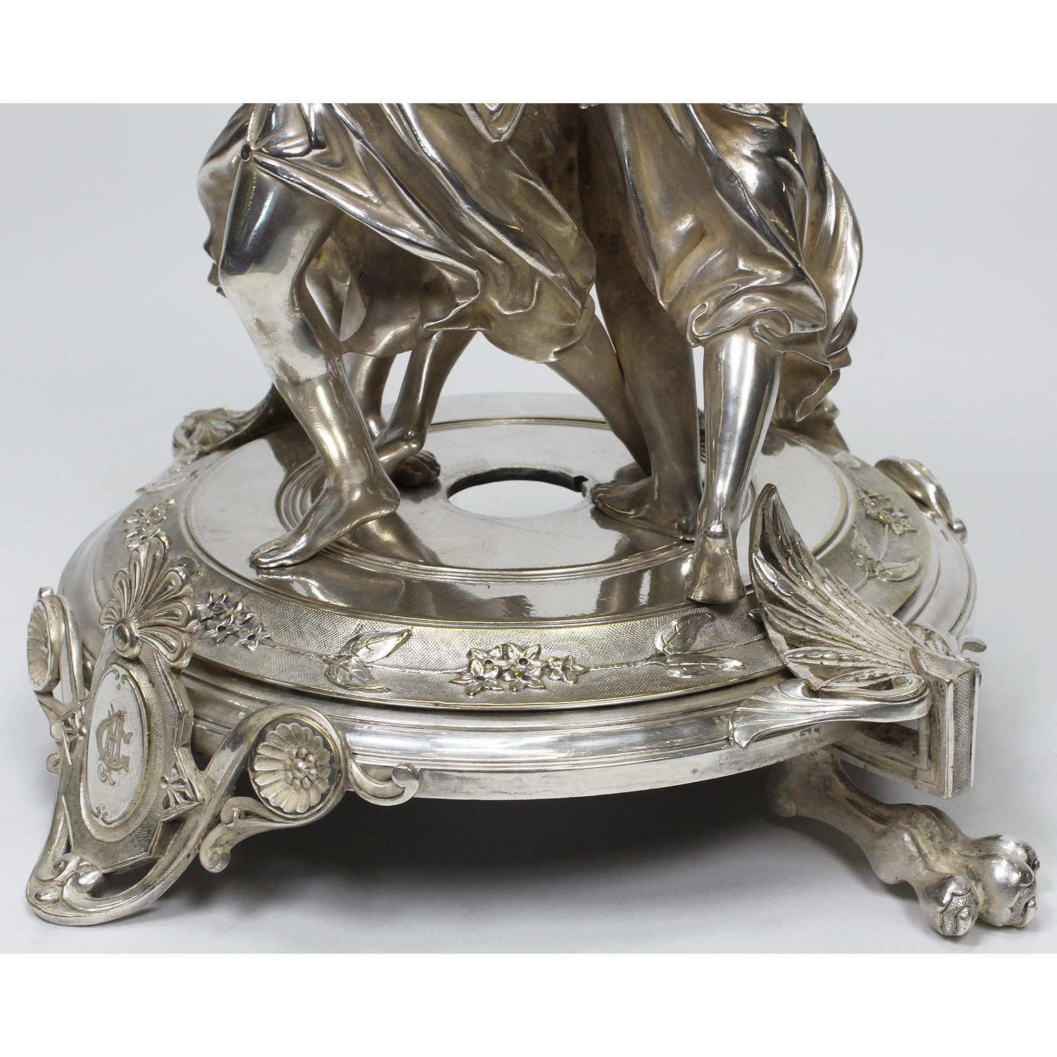 19th Century Neoclassical Silvered Muses Centerpiece in the Manner of Christofle For Sale 1