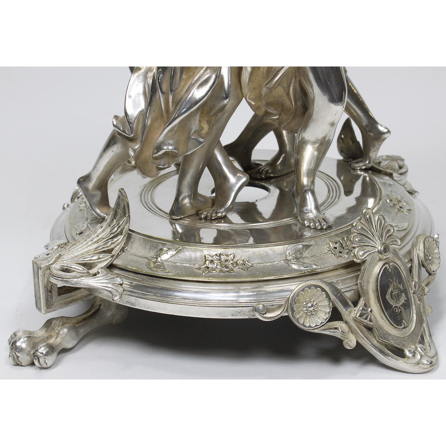 19th Century Neoclassical Silvered Muses Centerpiece in the Manner of Christofle For Sale 2
