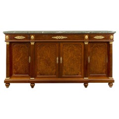 Antique French 19th Century Neoclassical St. Mahogany and Burl Walnut Buffet