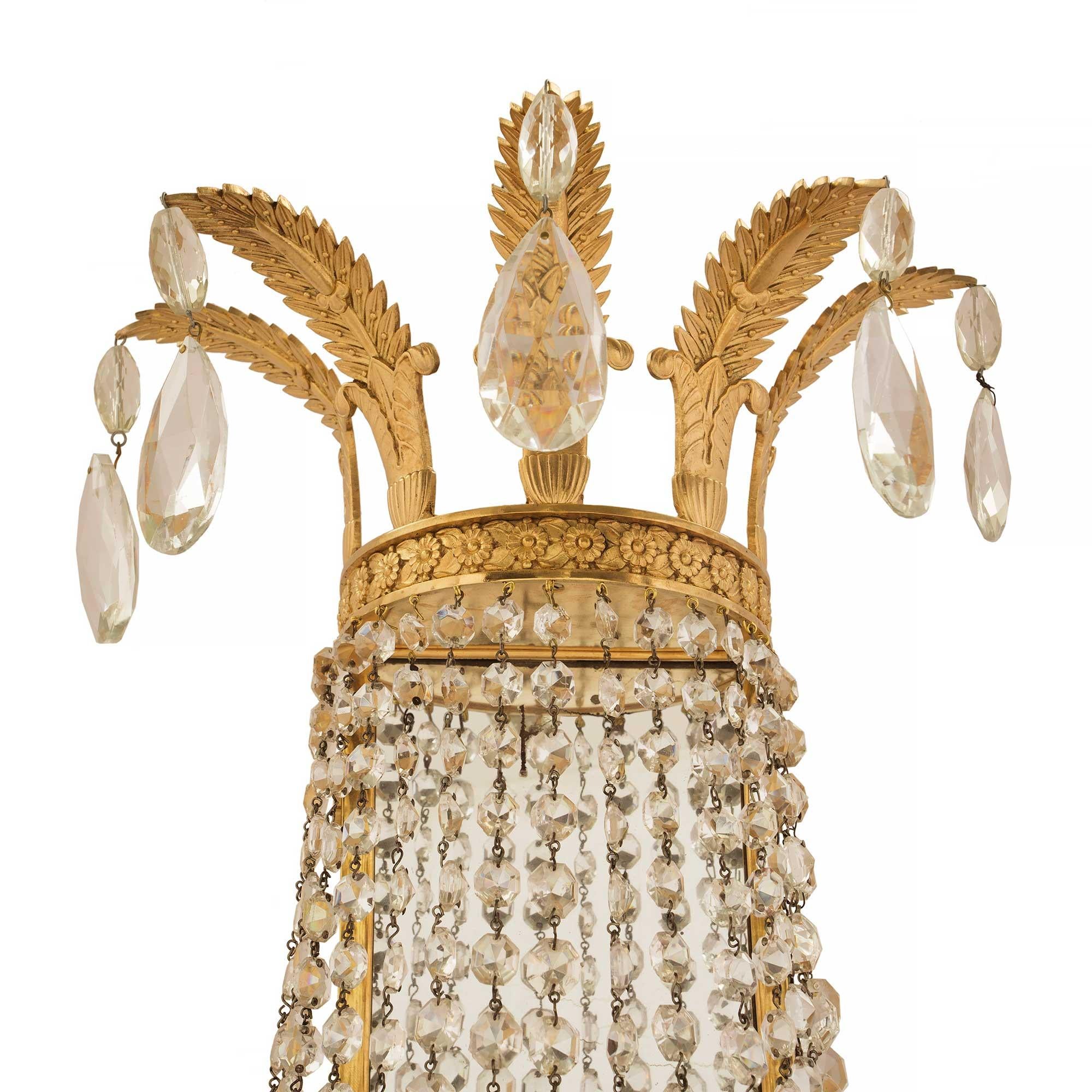 French 19th Century Neoclassical St. Ormolu and Crystal Sconces Signed Baccarat For Sale 1