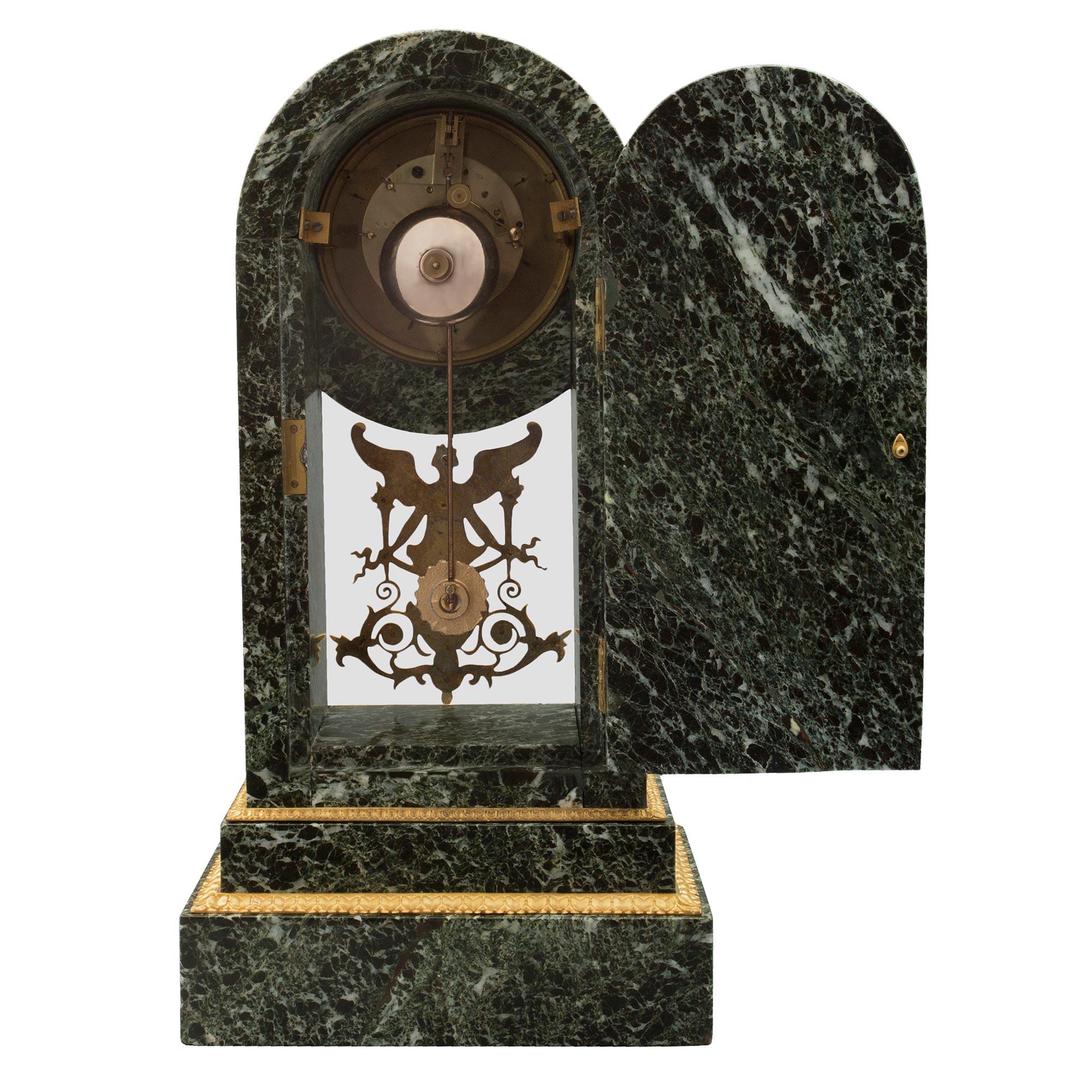 French 19th Century Neoclassical St. Vert Patricia Marble and Ormolu Clock For Sale 2