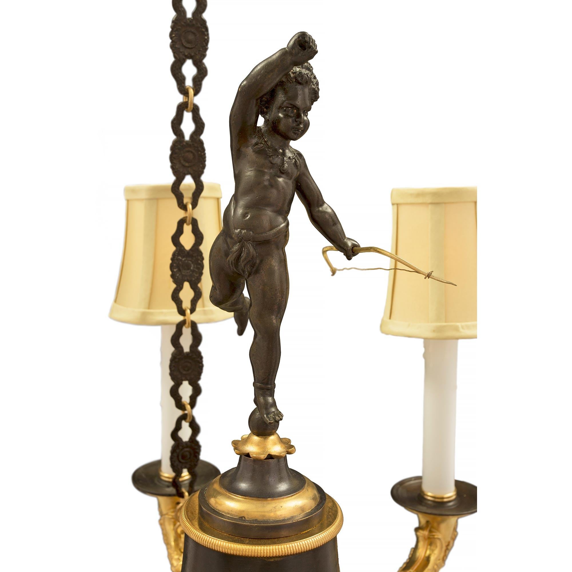 French 19th Century Neoclassical Style Bronze and Ormolu Chandelier For Sale 3