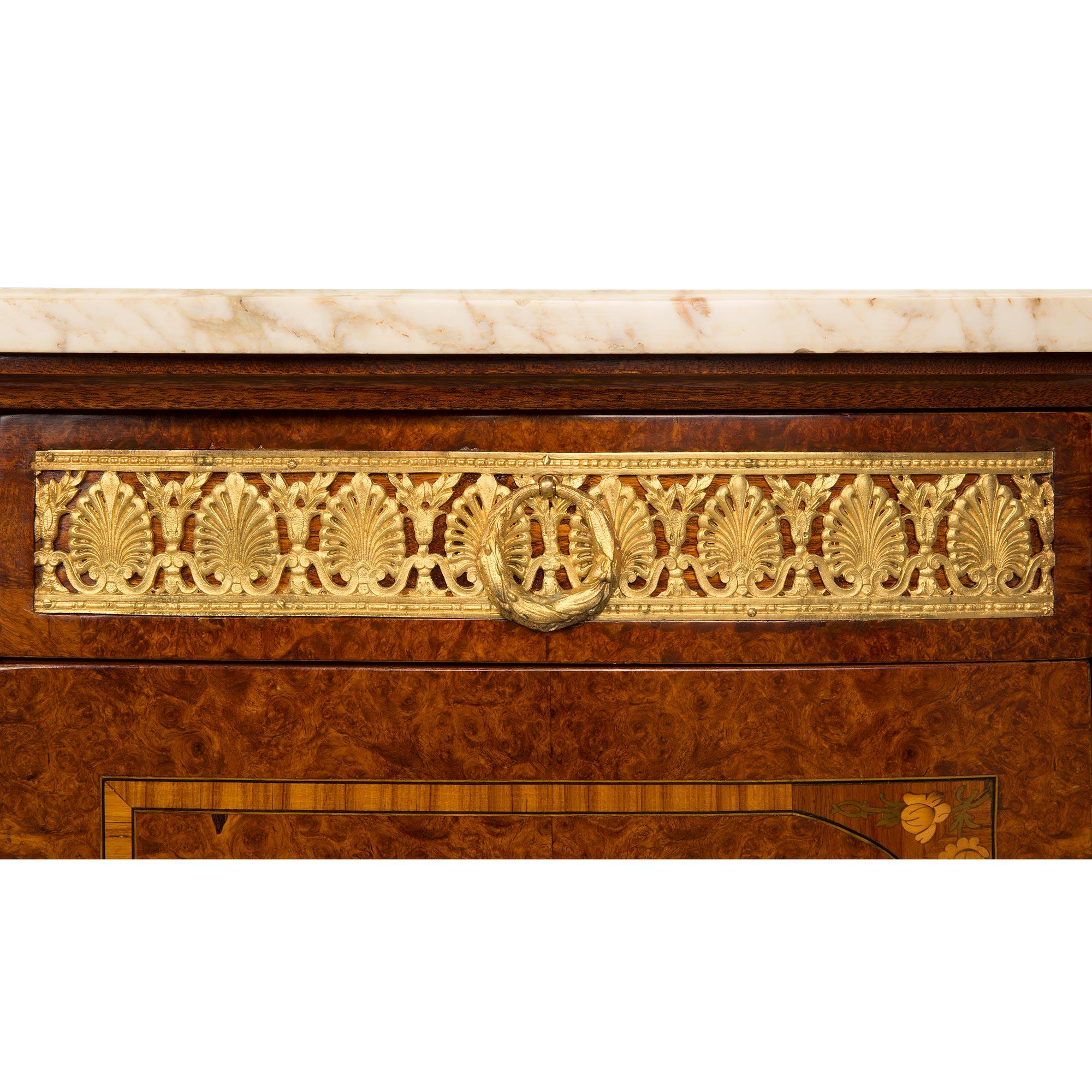 French 19th Century Neoclassical Style Burl Walnut, Tulipwood and Ormolu Buffet For Sale 4