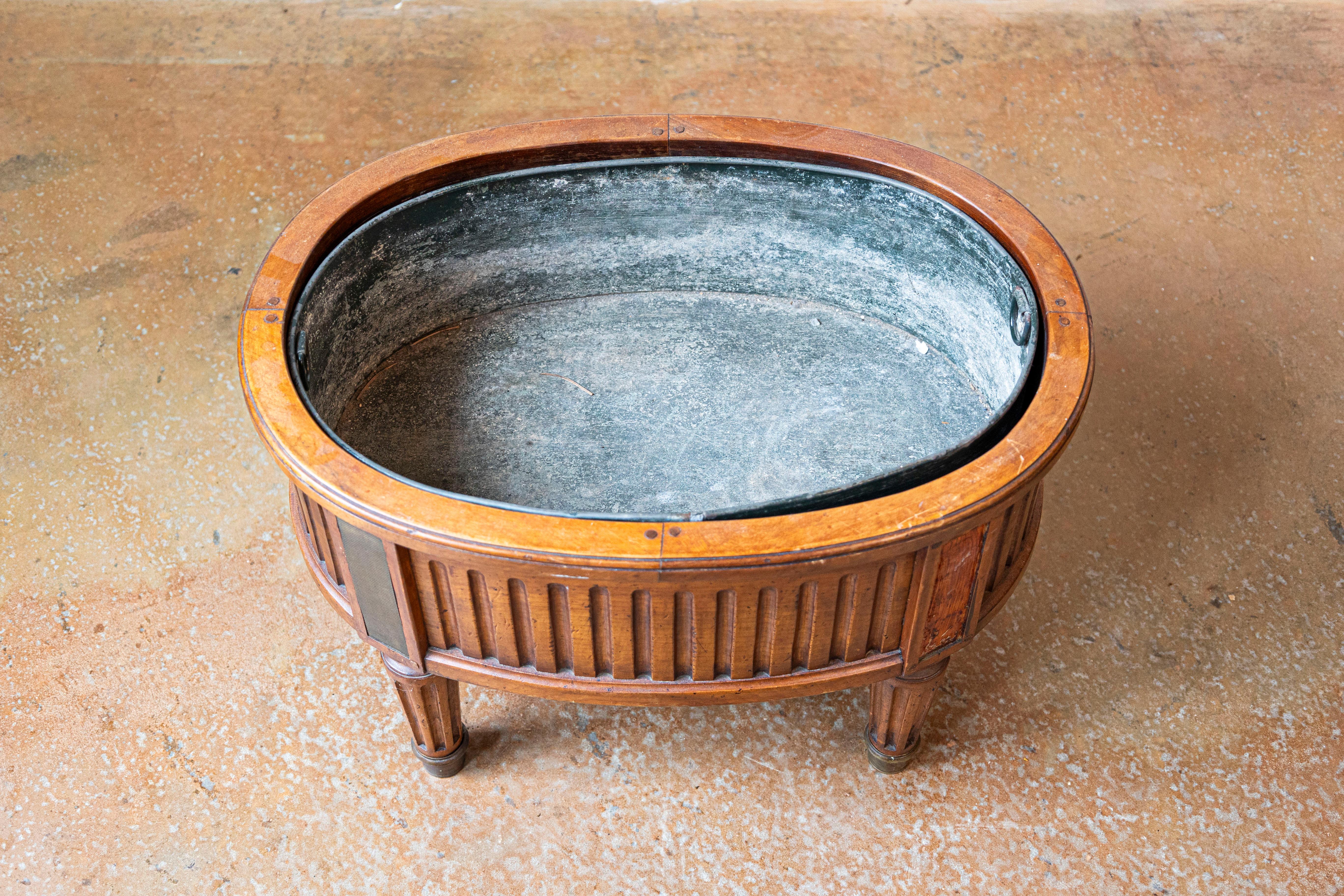 French 19th Century Neoclassical Style Cherry Jardinière with Tin-Lined Interior 1