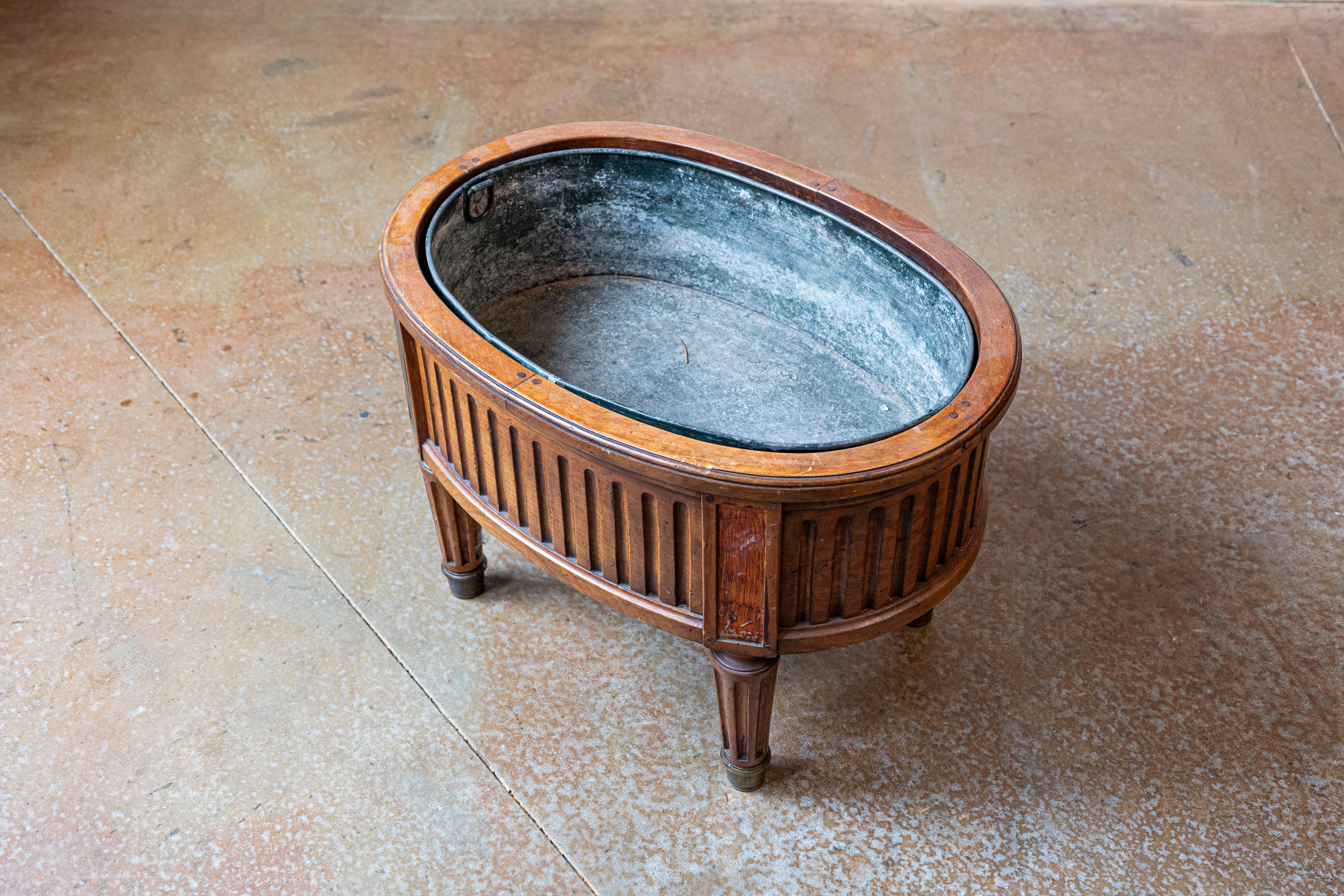 French 19th Century Neoclassical Style Cherry Jardinière with Tin-Lined Interior 2