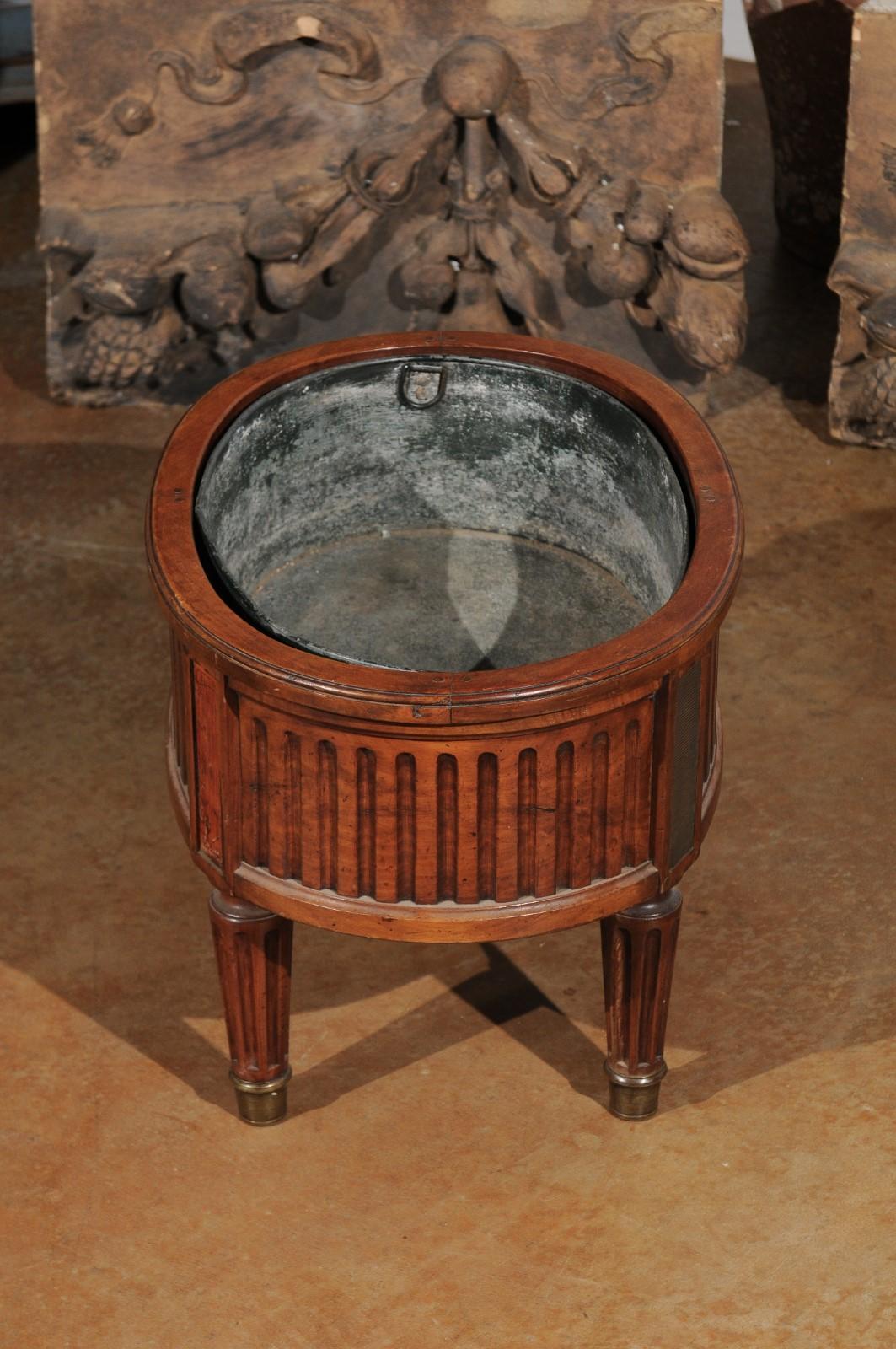French 19th Century Neoclassical Style Cherry Jardinière with Tin-Lined Interior For Sale 3
