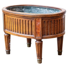 French 19th Century Neoclassical Style Cherry Jardinière with Tin-Lined Interior