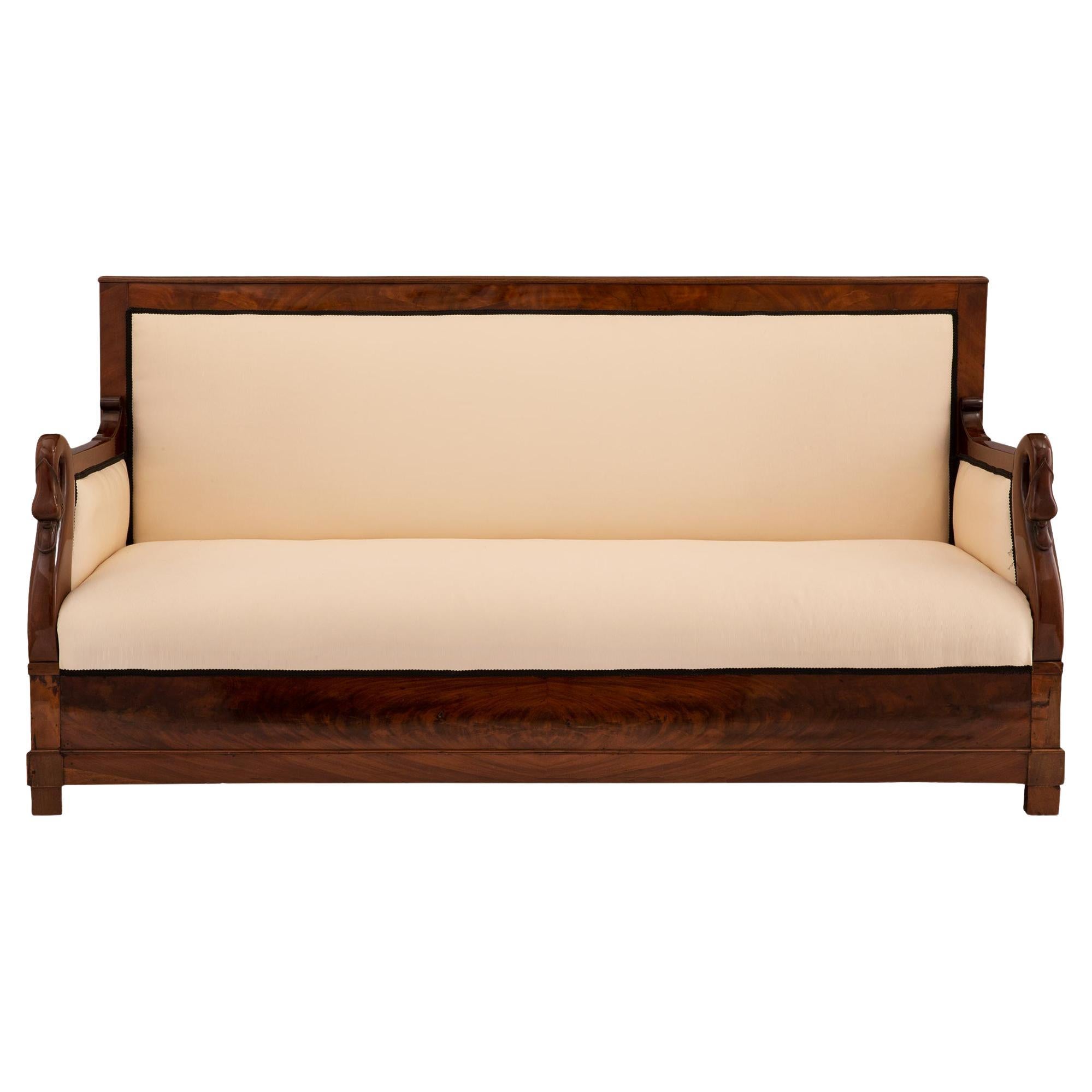 French 19th Century Neoclassical Style Cuban Mahogany Settee
