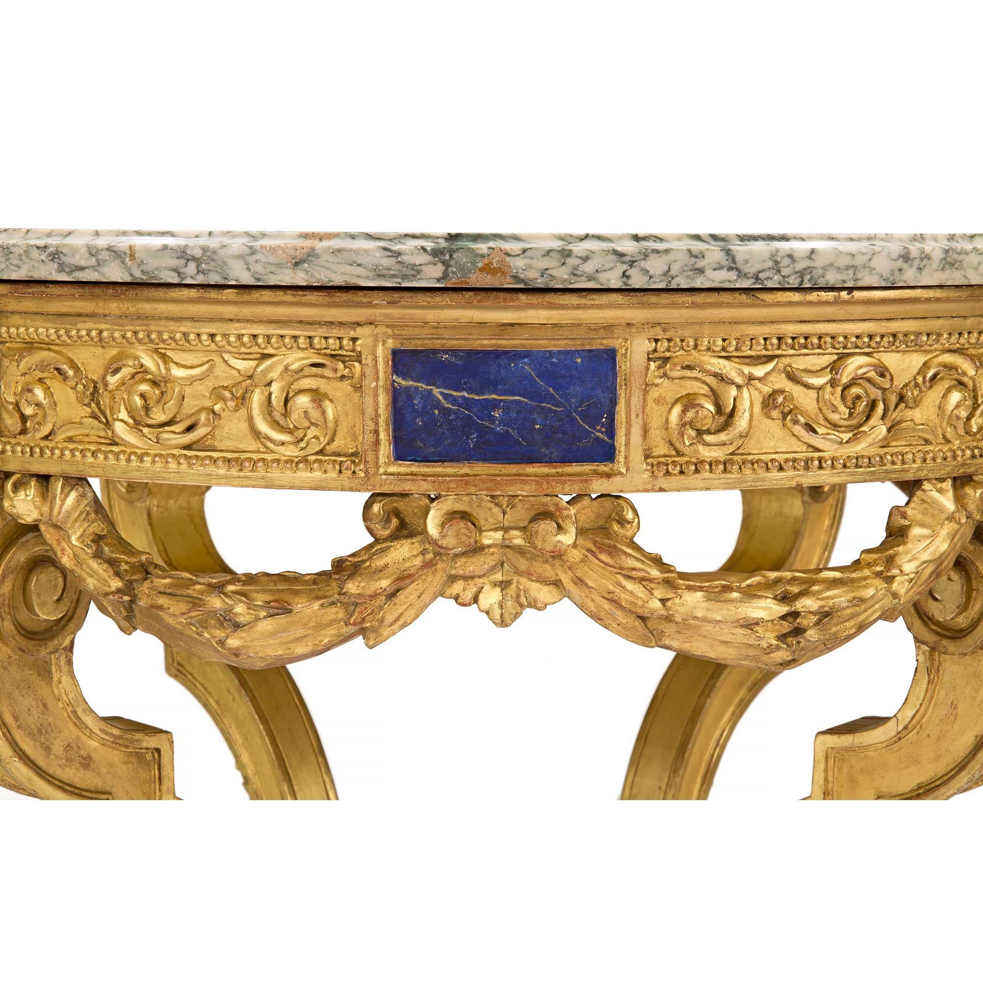 French 19th Century Neoclassical Style Giltwood and Campan Marble Center Table For Sale 1