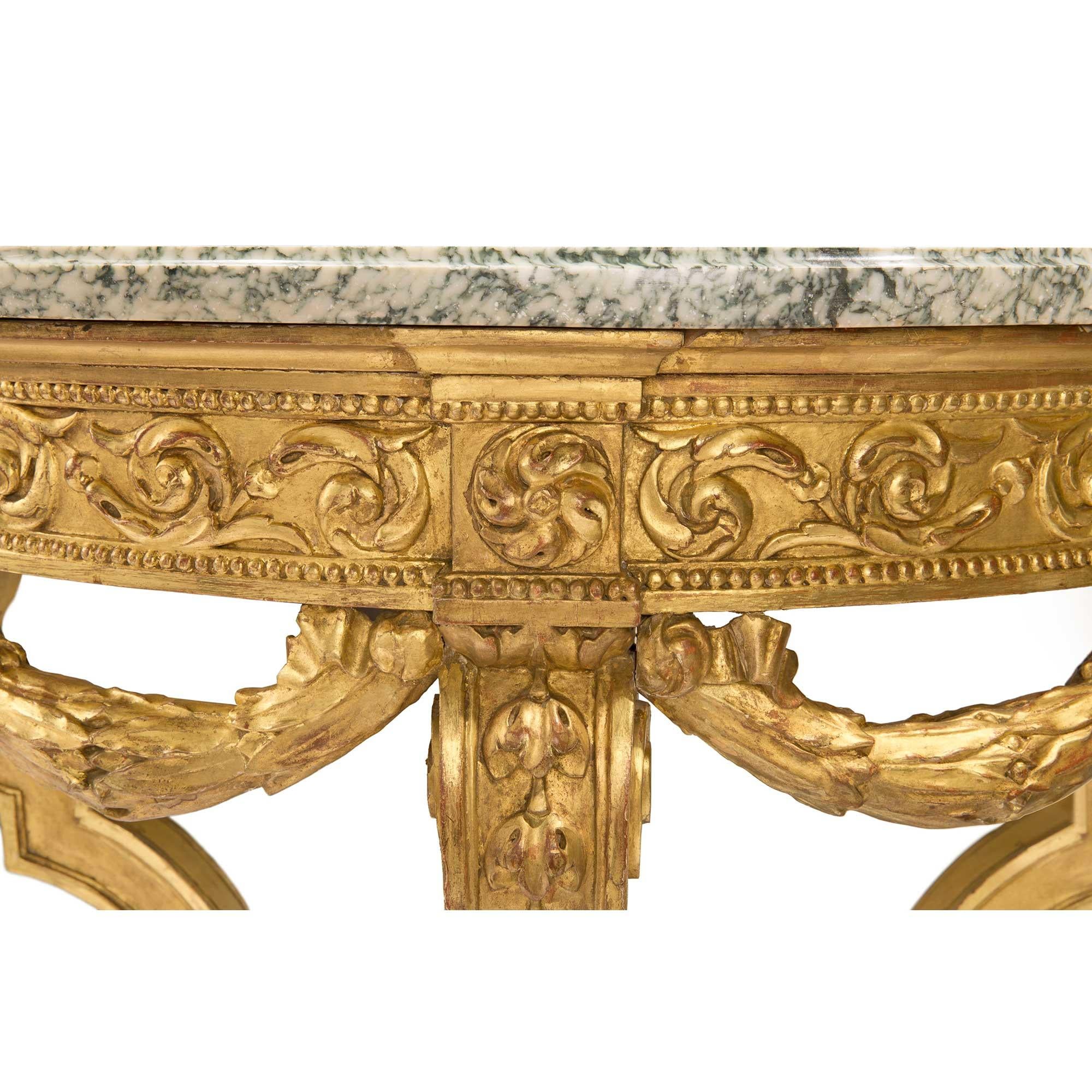 French 19th Century Neoclassical Style Giltwood and Campan Marble Center Table For Sale 2