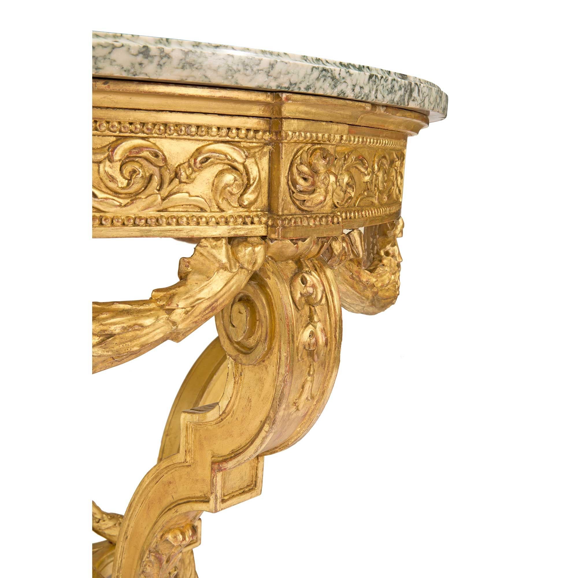 French 19th Century Neoclassical Style Giltwood and Campan Marble Center Table For Sale 3